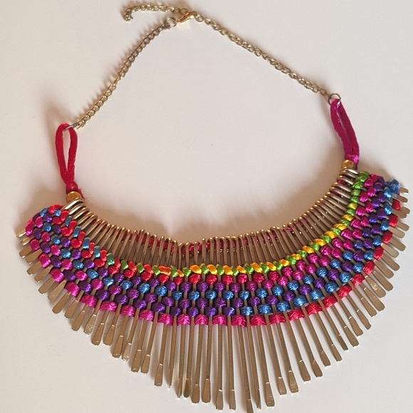 Asian Ethnic Hand-braided Colorful Statement Choker Necklace For Women And Girls - Picture 4 of 8